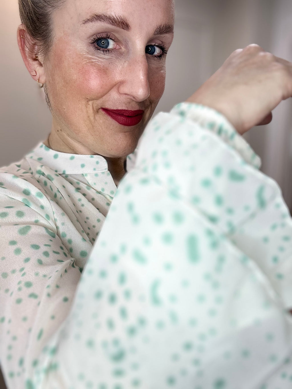 Maggie Blouse, Moss Green Spot