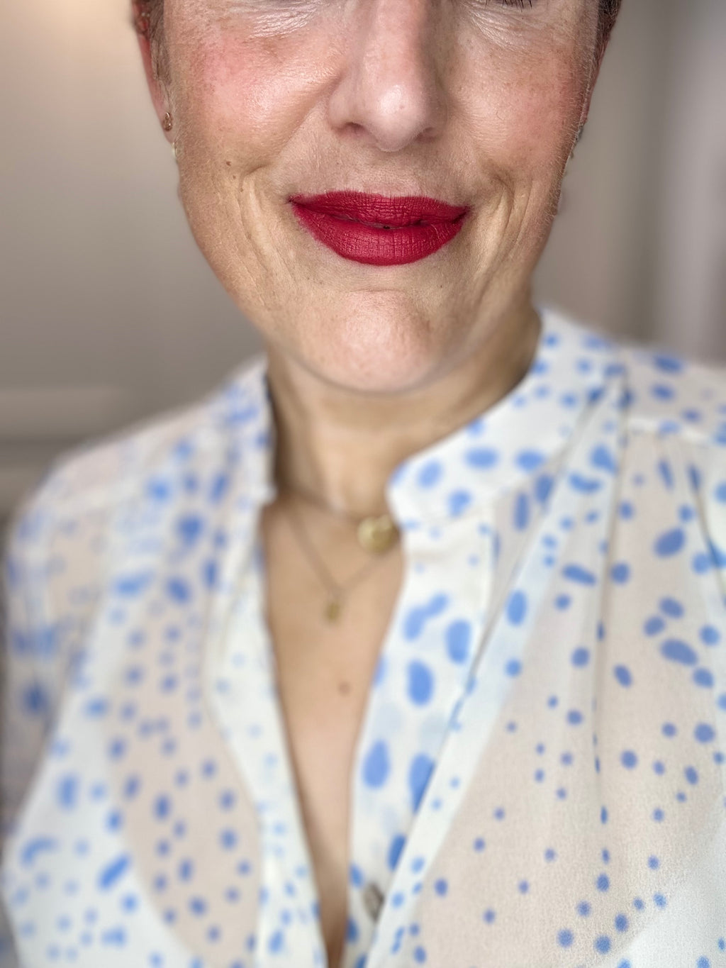 Maggie Blouse, Pale Blue Spot