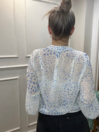 Maggie Blouse, Pale Blue Spot