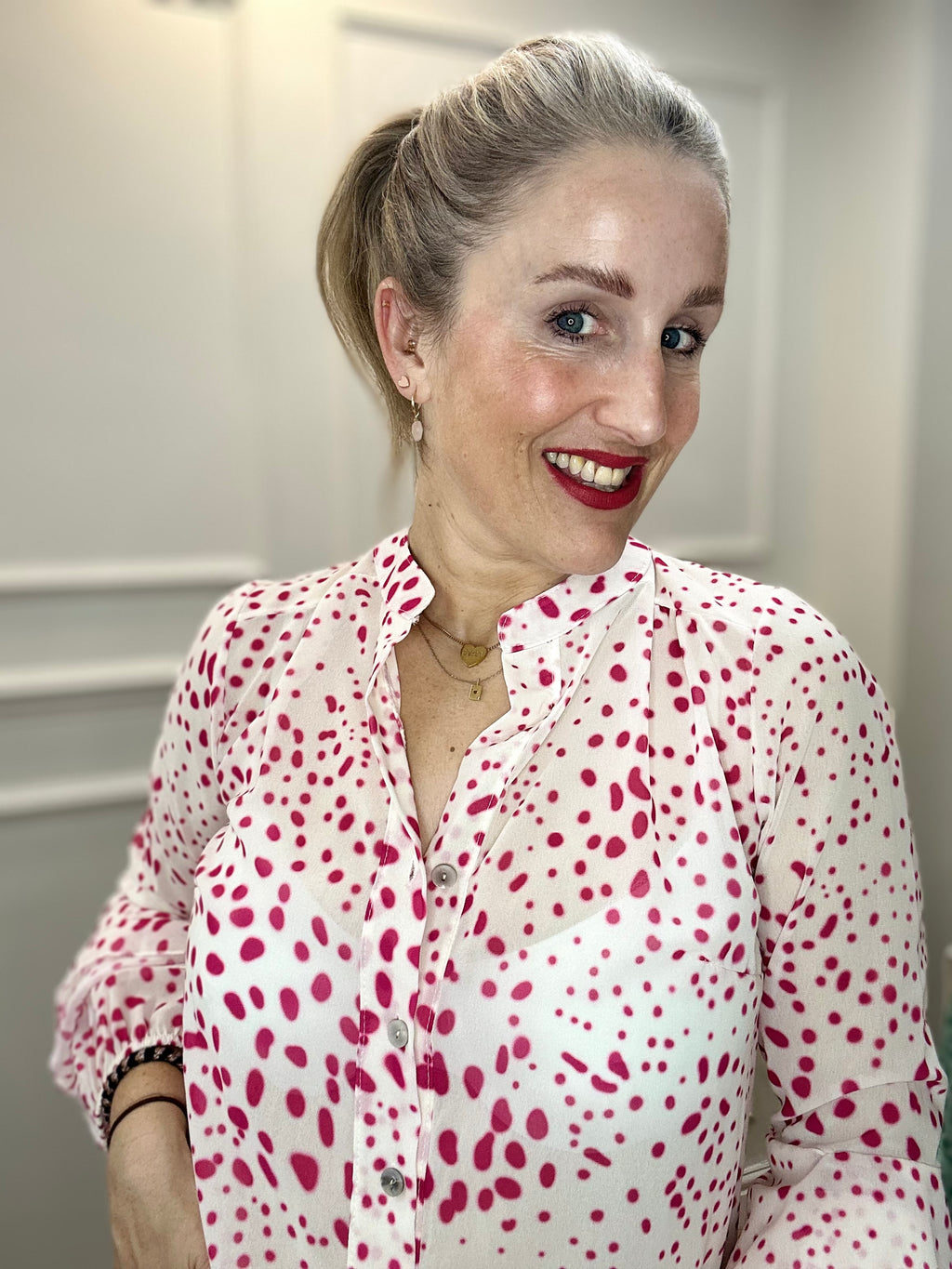 Maggie Blouse, Pink Spot