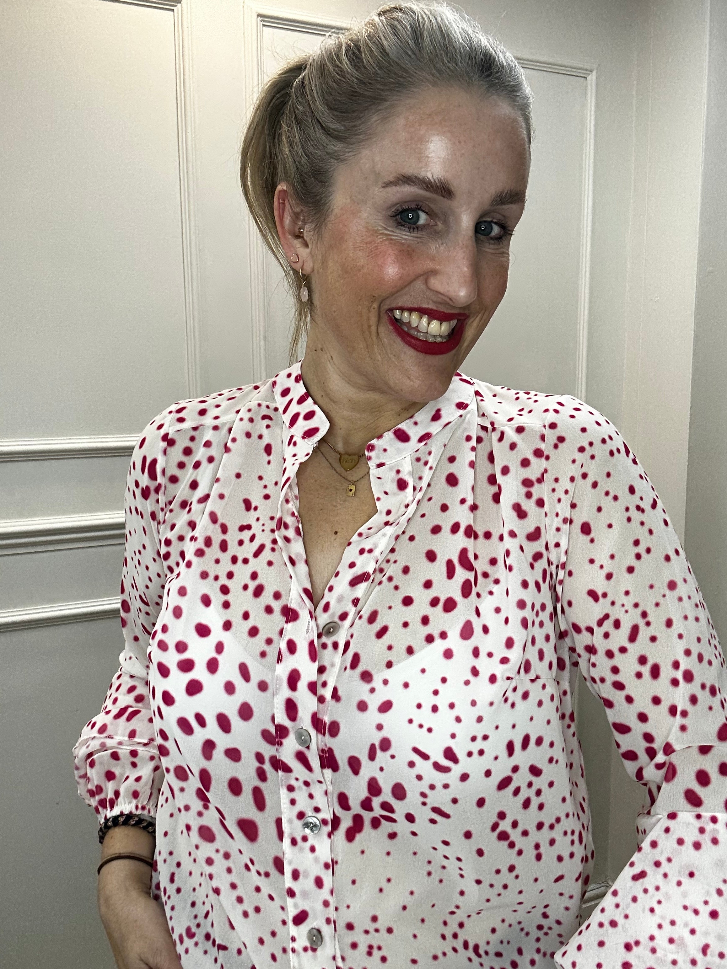 Maggie Blouse, Pink Spot