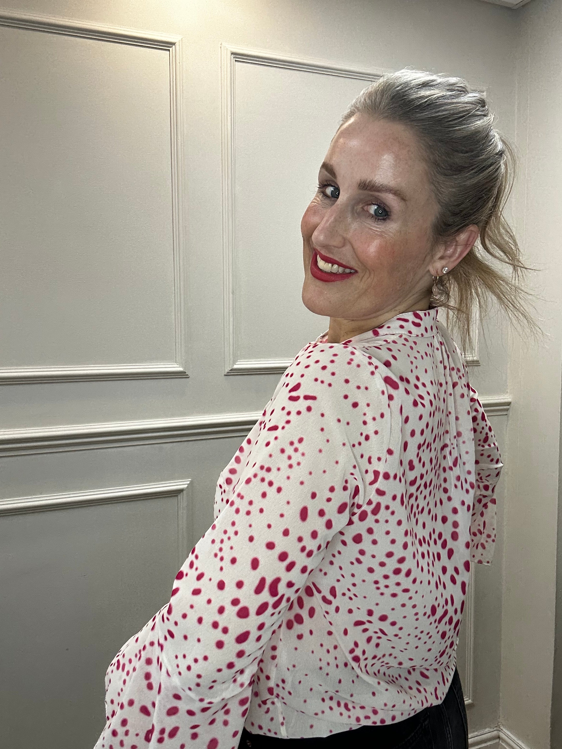 Maggie Blouse, Pink Spot