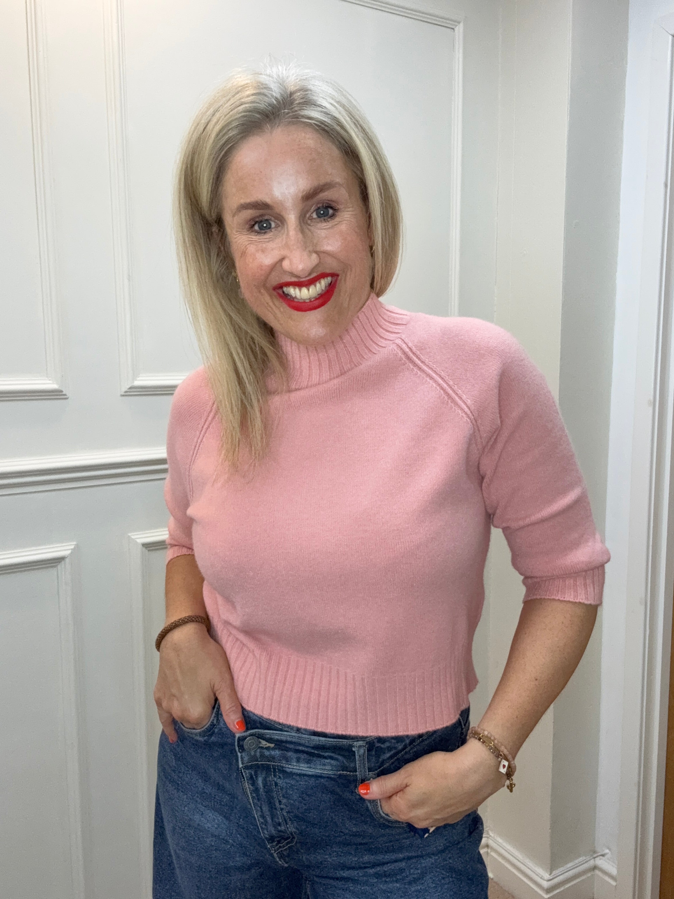 Mason Knit Sweater, Baby Pink
