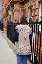 Odette Jacquard Knit Wool Cashmere Gilet, Beige