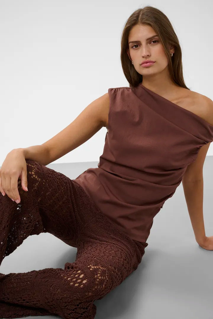 Eirlys Dalida Top, Brown Stone