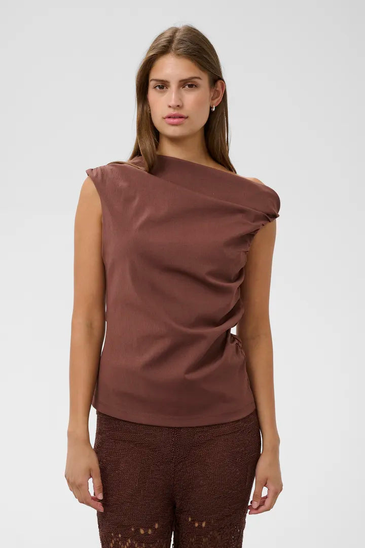 Eirlys Dalida Top, Brown Stone