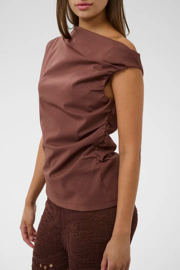 Eirlys Dalida Top, Brown Stone
