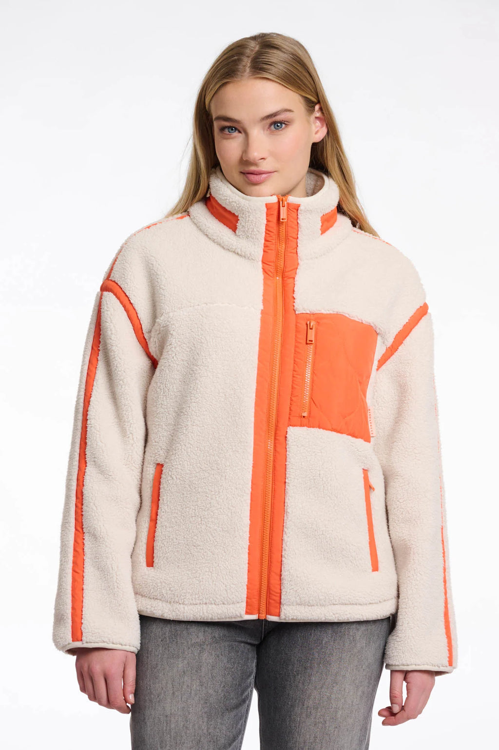 Bisma Cropped Jacket, Birch with Orange