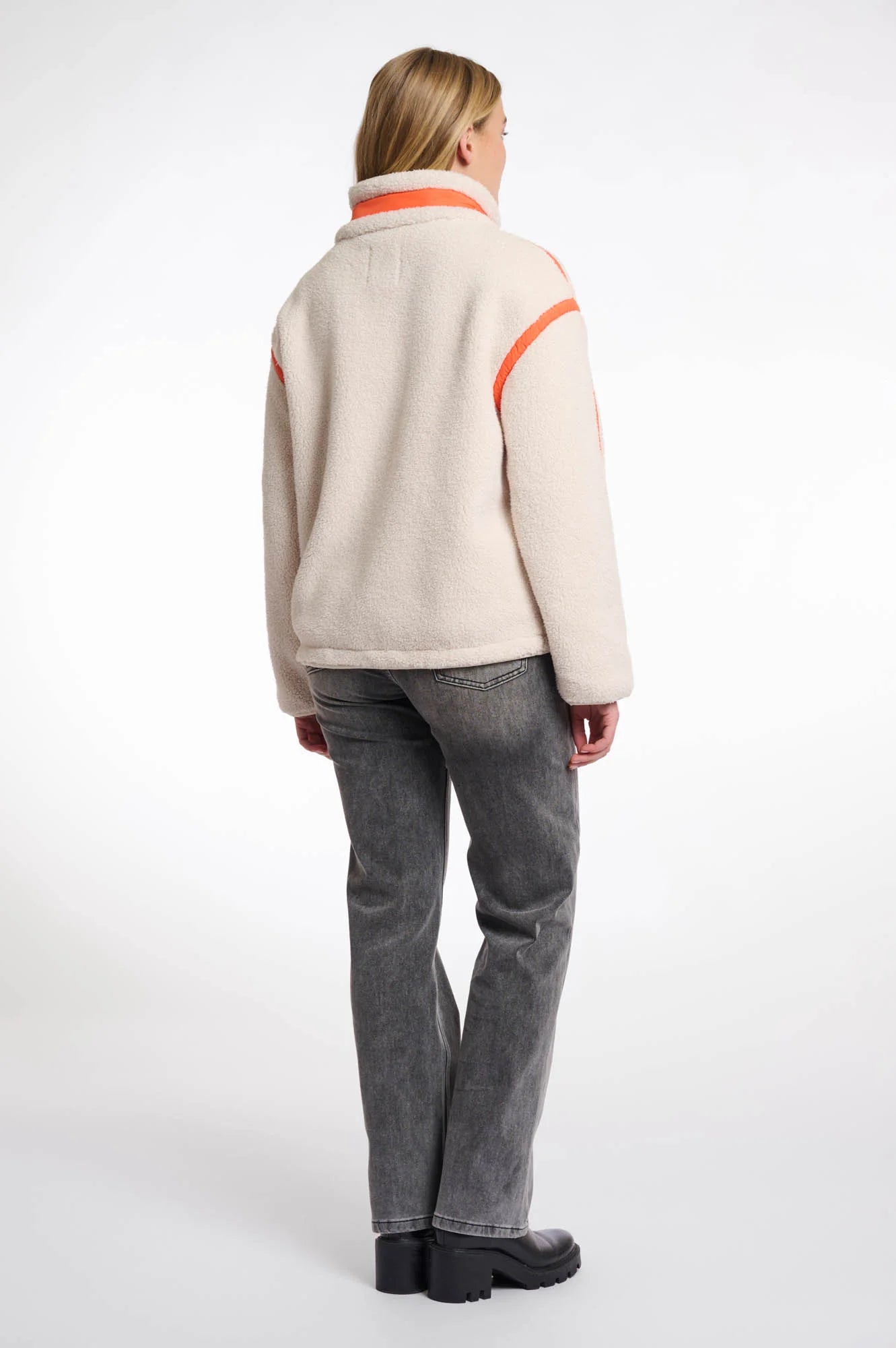 Bisma Cropped Jacket, Birch with Orange