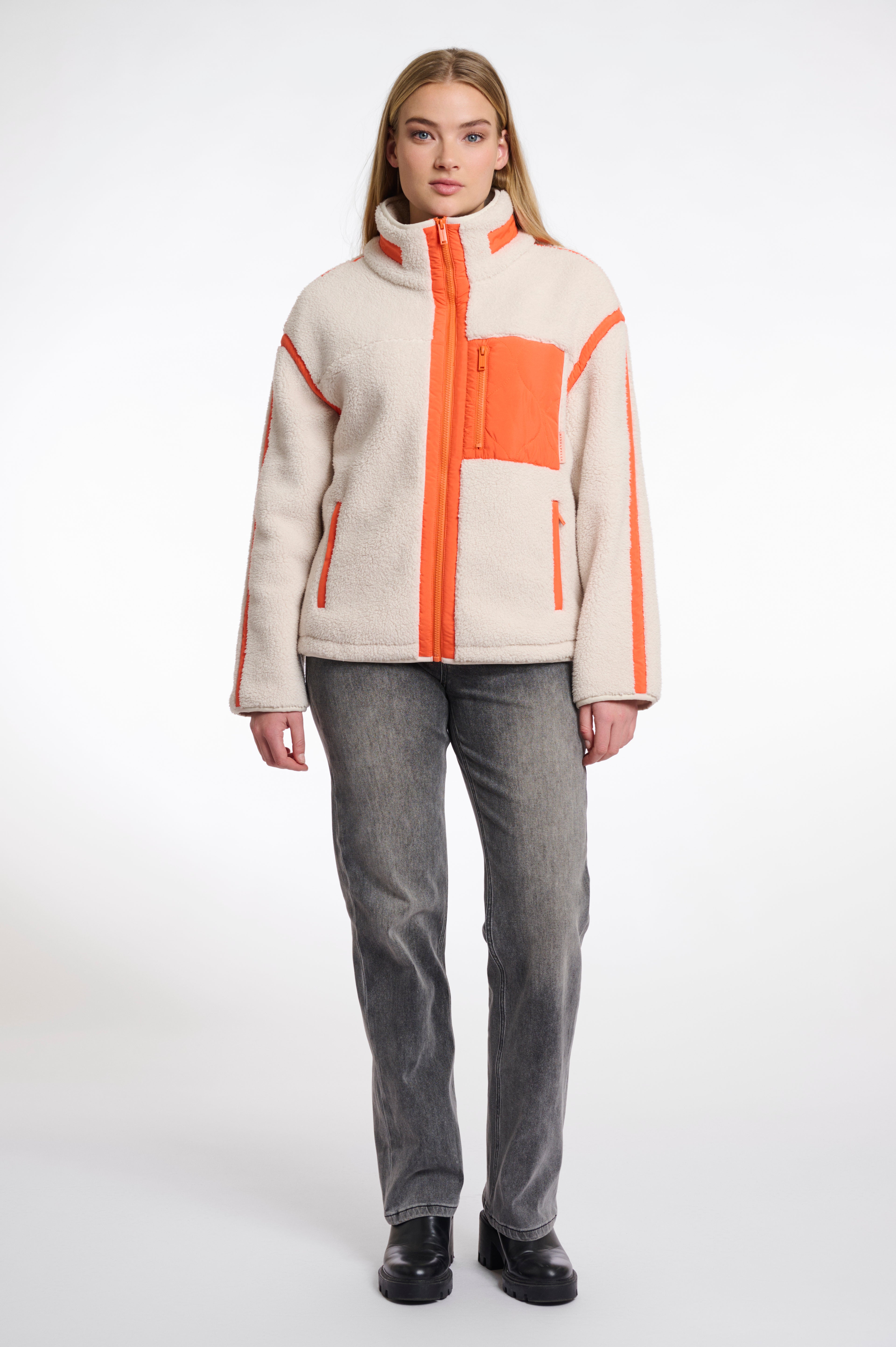 Bisma Cropped Jacket, Birch with Orange