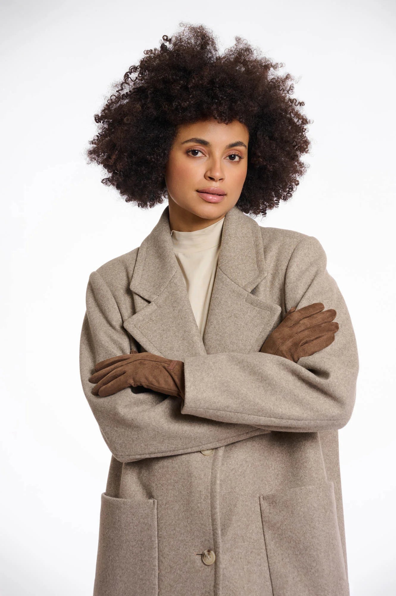 Gloves with Fake Fur, Brown Russet