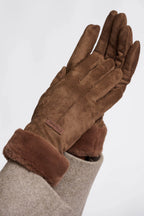 Gloves with Fake Fur, Brown Russet