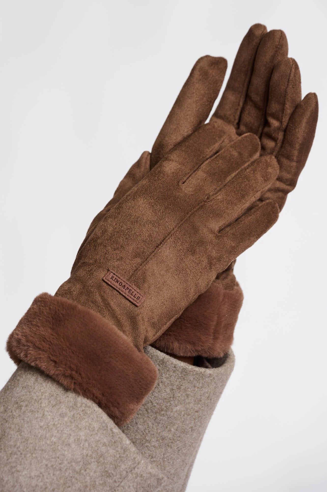 Gloves with Fake Fur, Brown Russet