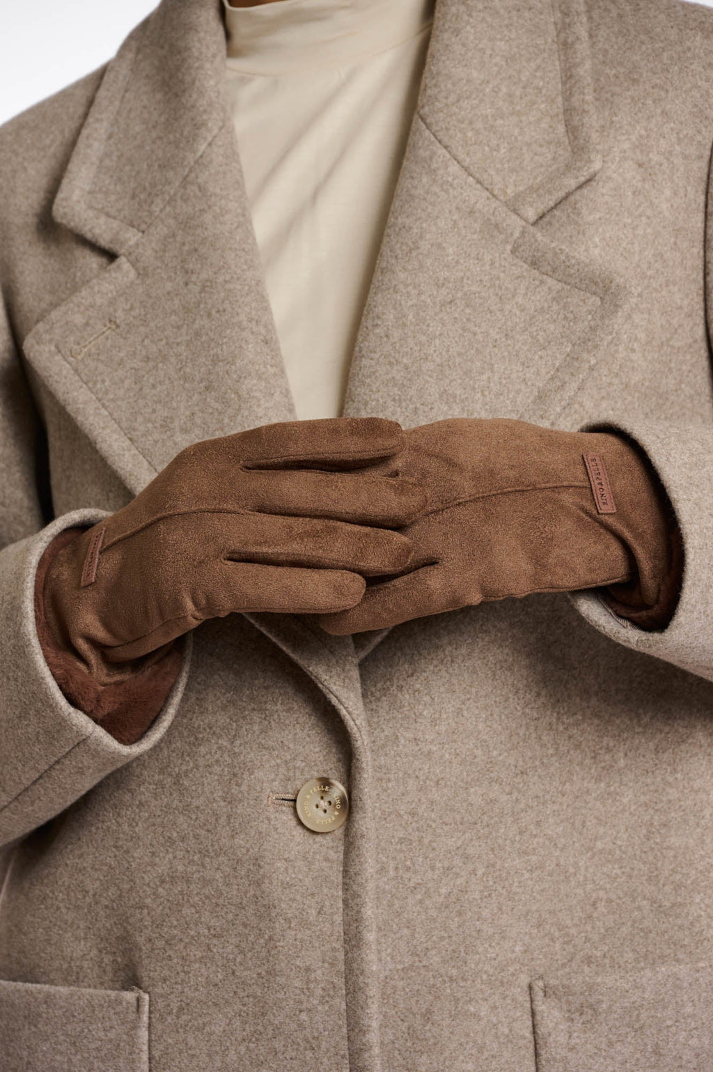 Gloves with Fake Fur, Brown Russet