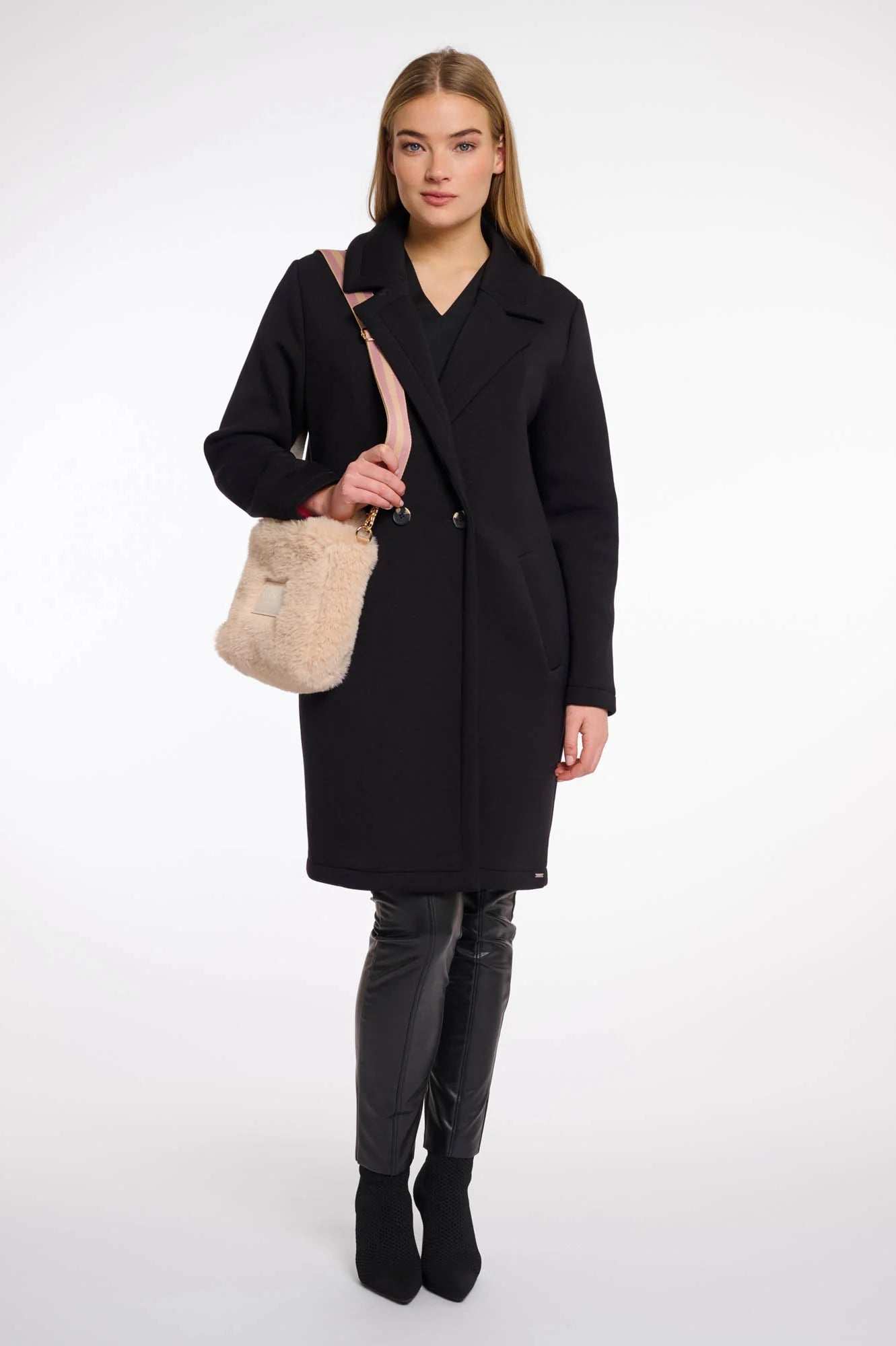 Hasina Faux Fur Handbag, Light Beige