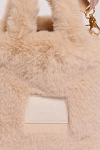 Hasina Faux Fur Handbag, Light Beige