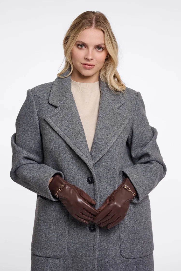 Havila Faux Leather Gloves, Coffee Roast
