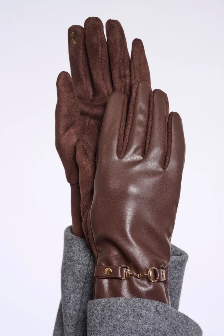 Havila Faux Leather Gloves, Coffee Roast