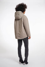 Ines Reversible Jacket with Hood, Light Pebble & Leopard