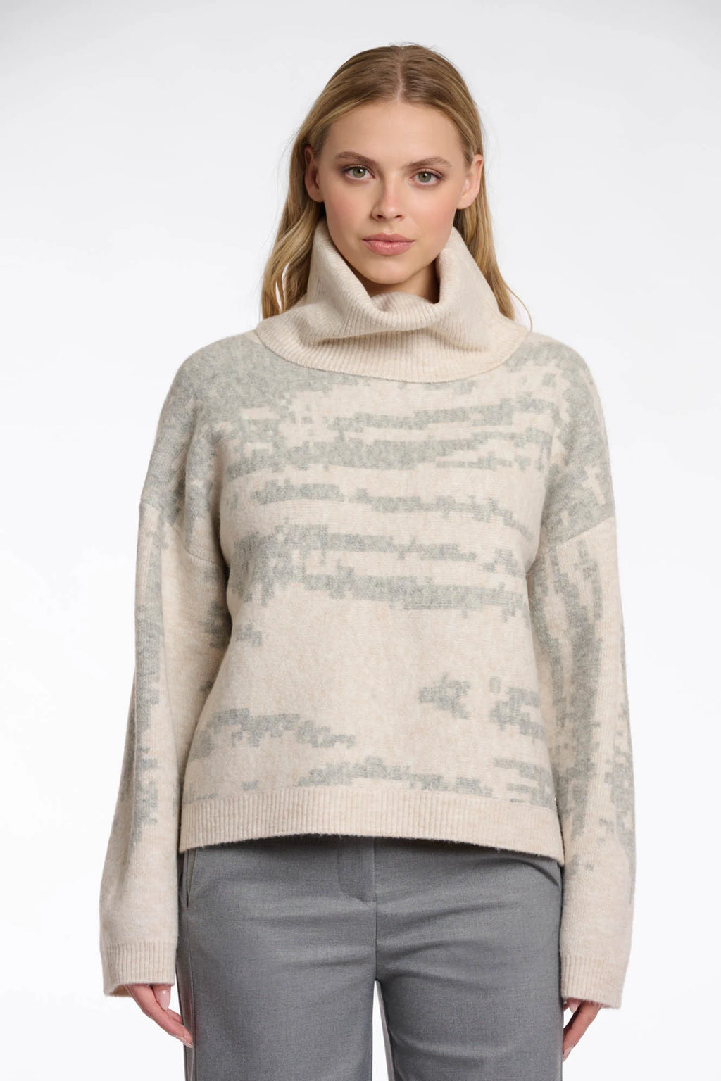 Izzie Knitted Turtleneck Sweater, Birch Grey