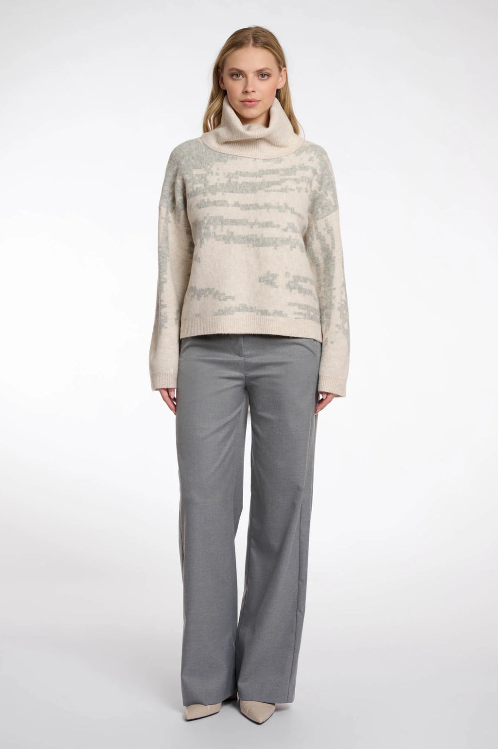 Izzie Knitted Turtleneck Sweater, Birch Grey