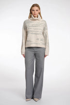 Izzie Knitted Turtleneck Sweater, Birch Grey