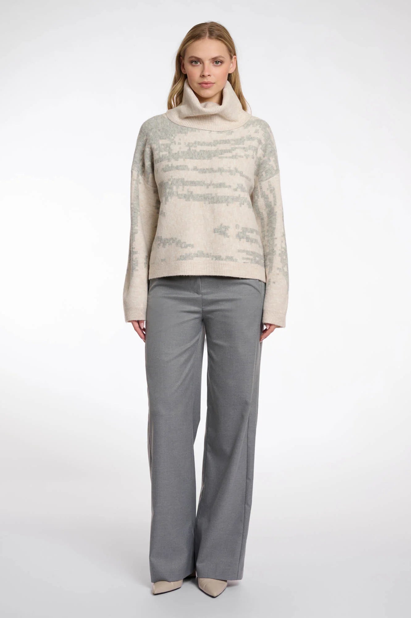 Izzie Knitted Turtleneck Sweater, Birch Grey