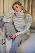 Izzie Knitted Turtleneck Sweater, Birch Grey