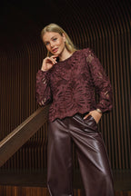 Jaika Long Balloon Sleeve Blouse, Chocolate Bean