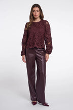 Jaika Long Balloon Sleeve Blouse, Chocolate Bean