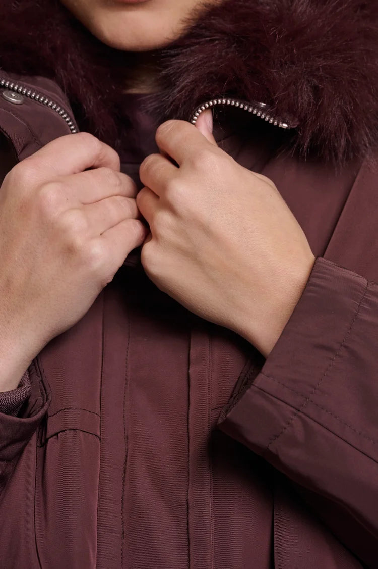 Nanne Wide Fit Short Jacket with Detachable Collar, Fudge Cloak