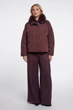 Nanne Wide Fit Short Jacket with Detachable Collar, Fudge Cloak