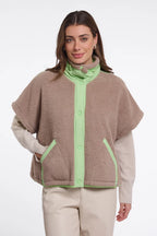 Zehra Cape, Light Mocha/Fluor Green