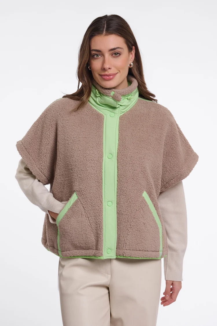 Zehra Cape, Light Mocha/Fluor Green