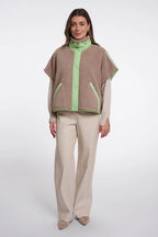 Zehra Cape, Light Mocha/Fluor Green