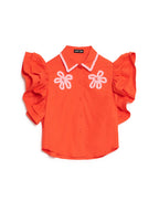 Apricot Sky Trim Top, Red