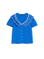 Aegean Trim Blouse, Cobalt Blue