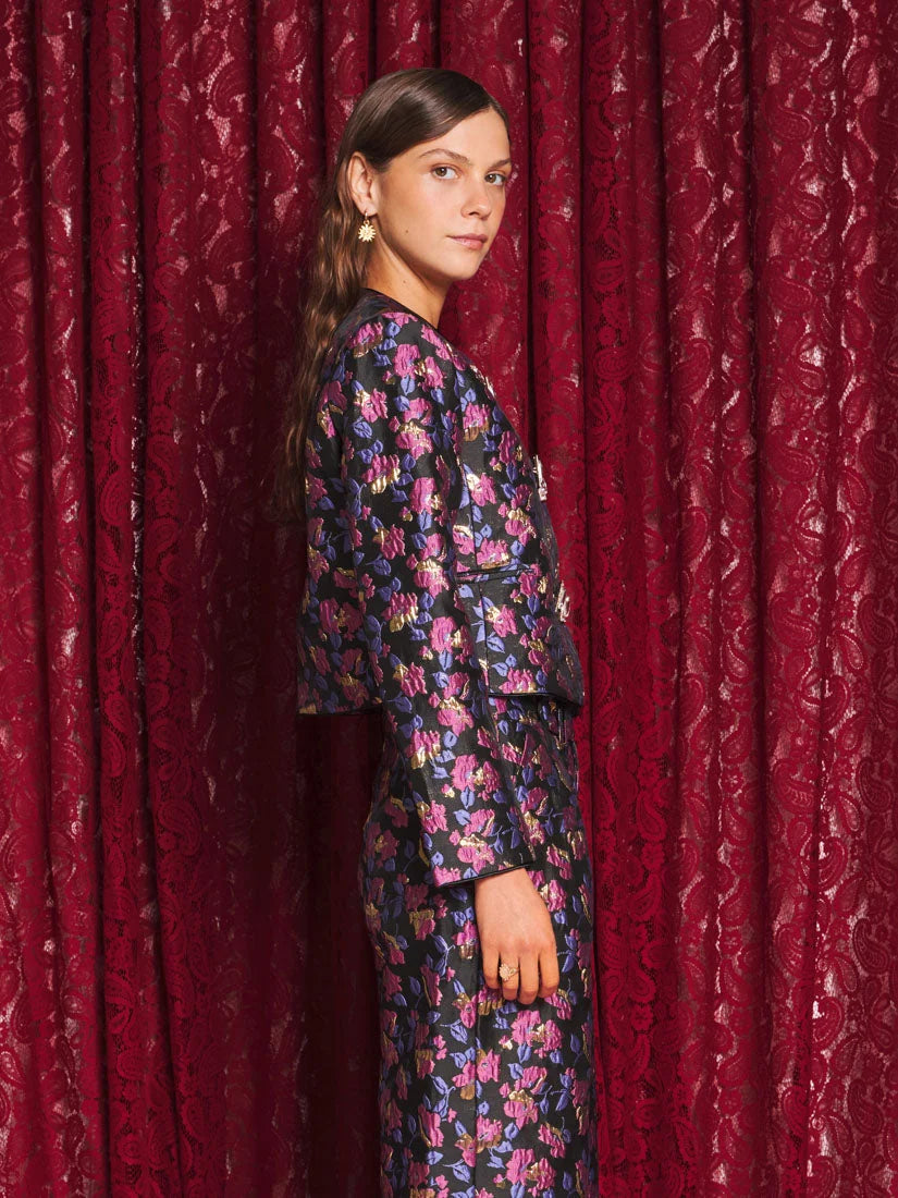 Fortunes Jacquard Jacket, Fuchsia & Black
