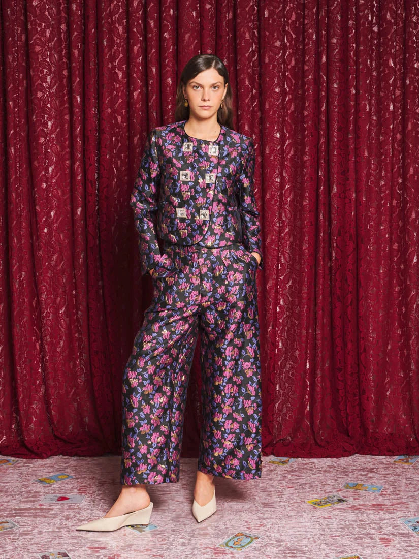 Fortunes Jacquard Jacket, Fuchsia & Black