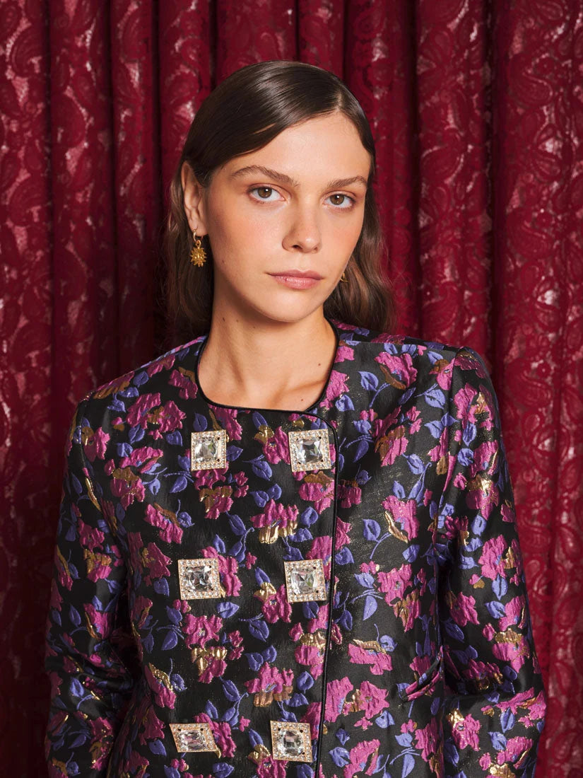 Fortunes Jacquard Jacket, Fuchsia & Black