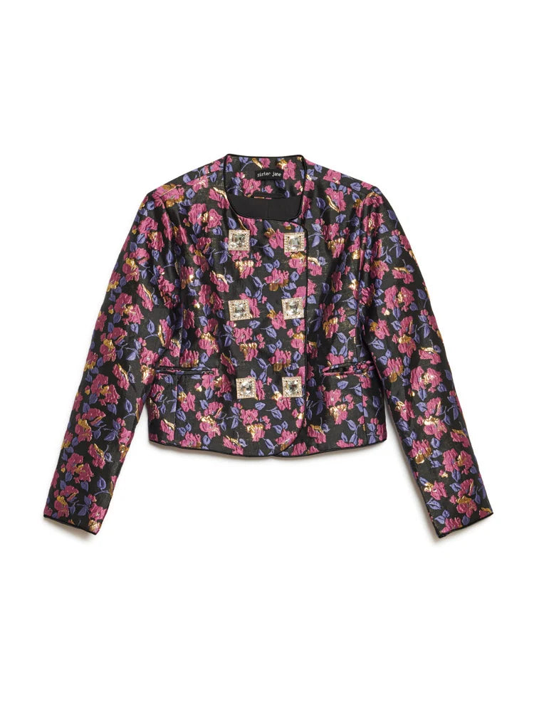 Fortunes Jacquard Jacket, Fuchsia & Black