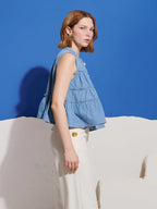 Kasos Denim Top, Washed Blue
