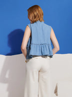 Kasos Denim Top, Washed Blue