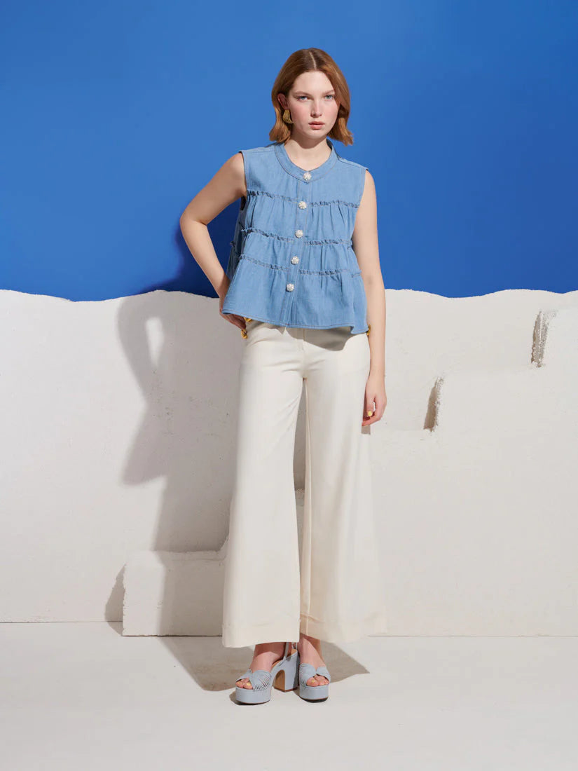 Kasos Denim Top, Washed Blue
