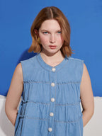 Kasos Denim Top, Washed Blue
