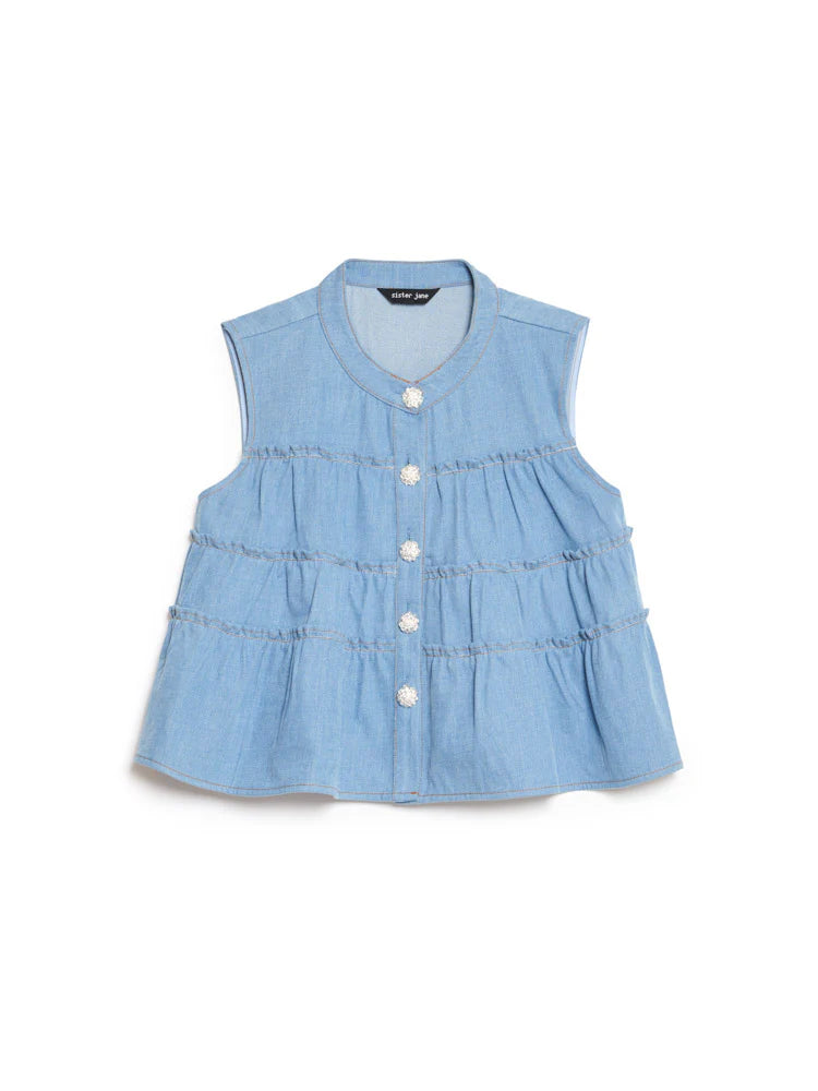 Kasos Denim Top, Washed Blue