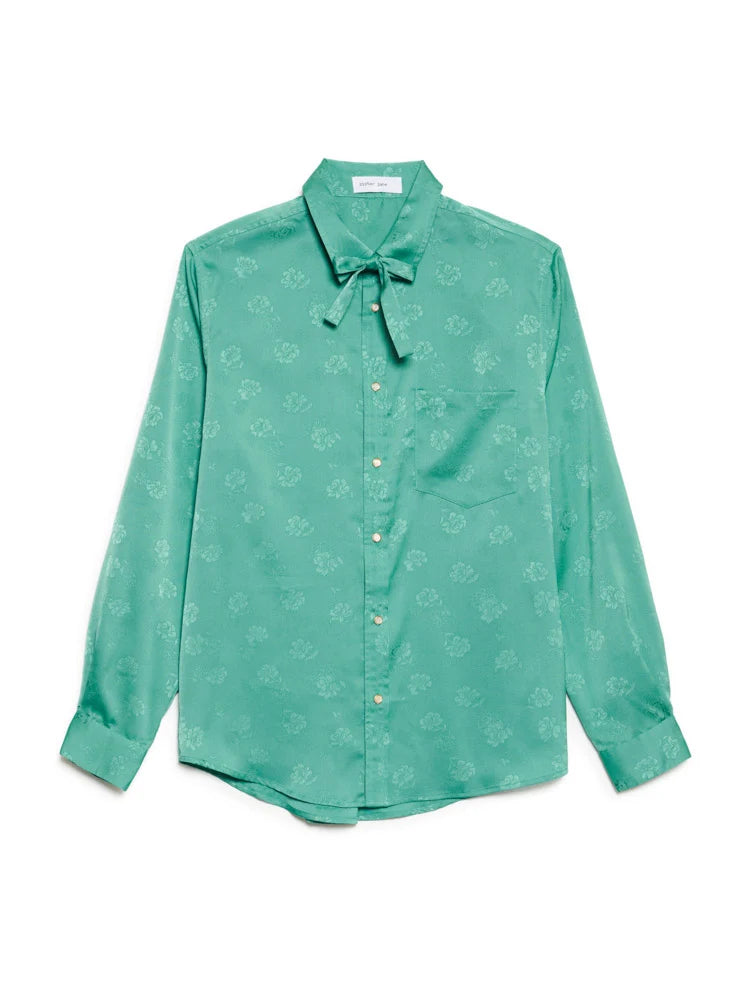 Liora Neck Tie Shirt, Emerald Green