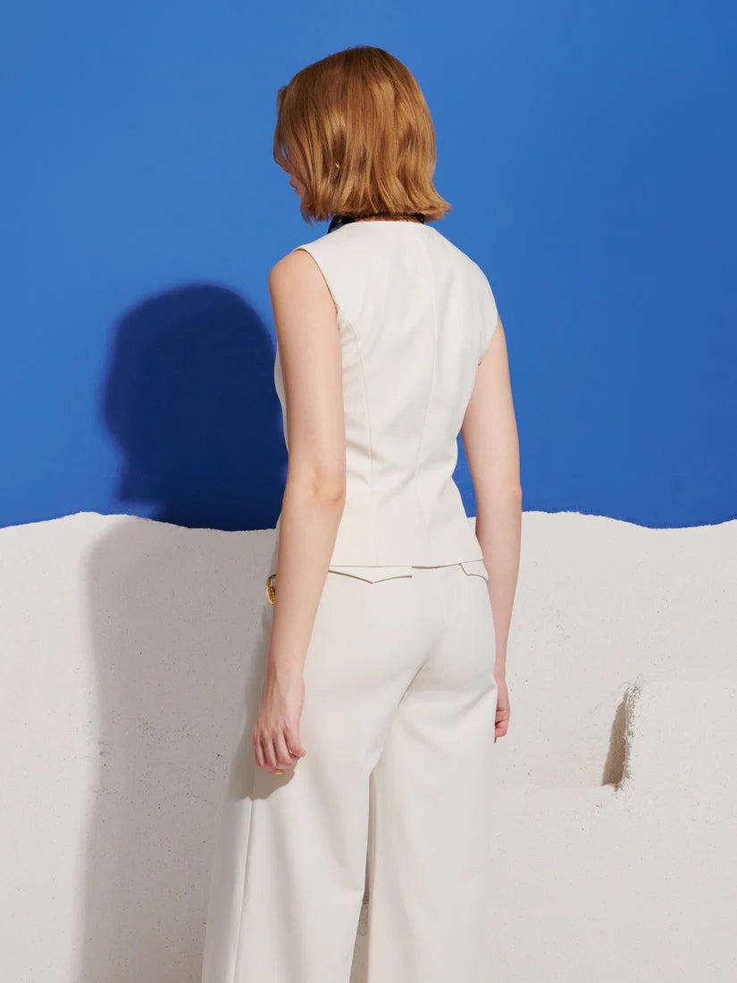Milos Brooches Vest Top, Cream