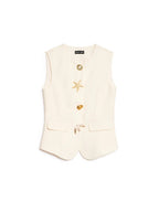 Milos Brooches Vest Top, Cream