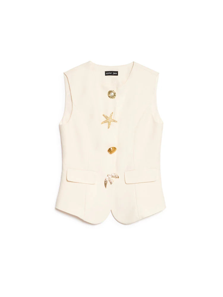 Milos Brooches Vest Top, Cream